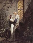 NC Wyeth Sir Tristram and La Belle Isolde in the Garden oil painting on canvas